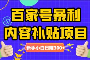 百家号暴利内容补贴项目，图文10元一条，视频30一条，新手小白日赚300+