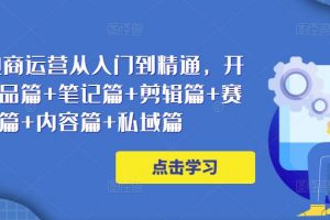 小红书电商运营从入门到精通，开店篇+选品篇+笔记篇+剪辑篇+赛道篇+内容篇+私域篇