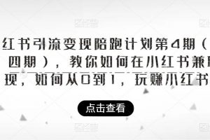 小红书引流变现陪跑计划|第4期（第三、四期），教你如何在小红书兼职变现，如何从0到1，玩赚小红书