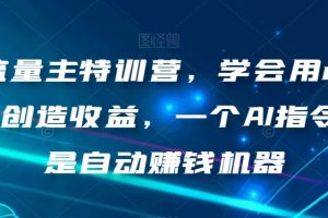 AI流量主特训营，学会用chatgpt创造收益，一个AI指令就是自动赚钱机器