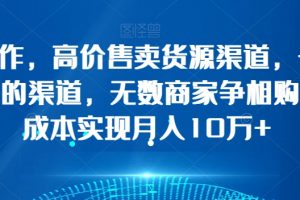 简单操作，高价售卖货源渠道，一条价值万金的渠道，无数商家争相购买，0成本实现月入10万+【揭秘】