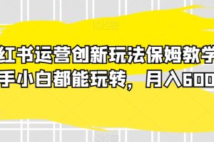 小红书运营创新玩法保姆教学，新手小白都能玩转，月入6000+【揭秘】